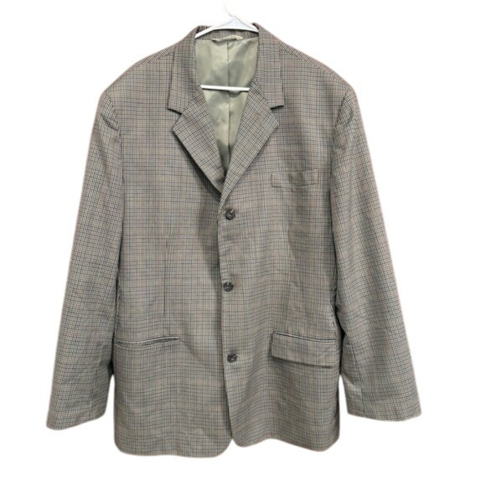 GAP XL Mens 100% Virgin Wool Houndstooth Brown Blue Blazer‎ Sport Coat Jacket